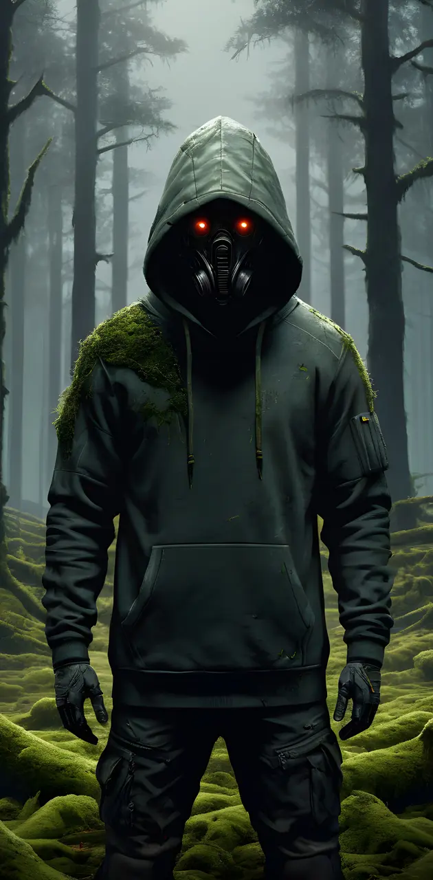 Hoodie forest gas mask