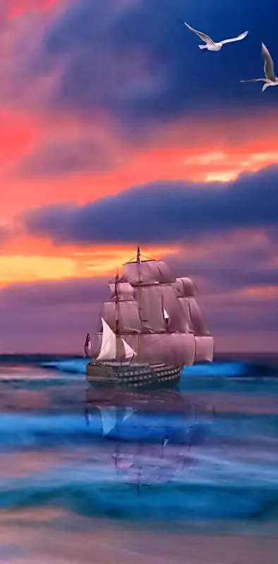 Ship At Sunset