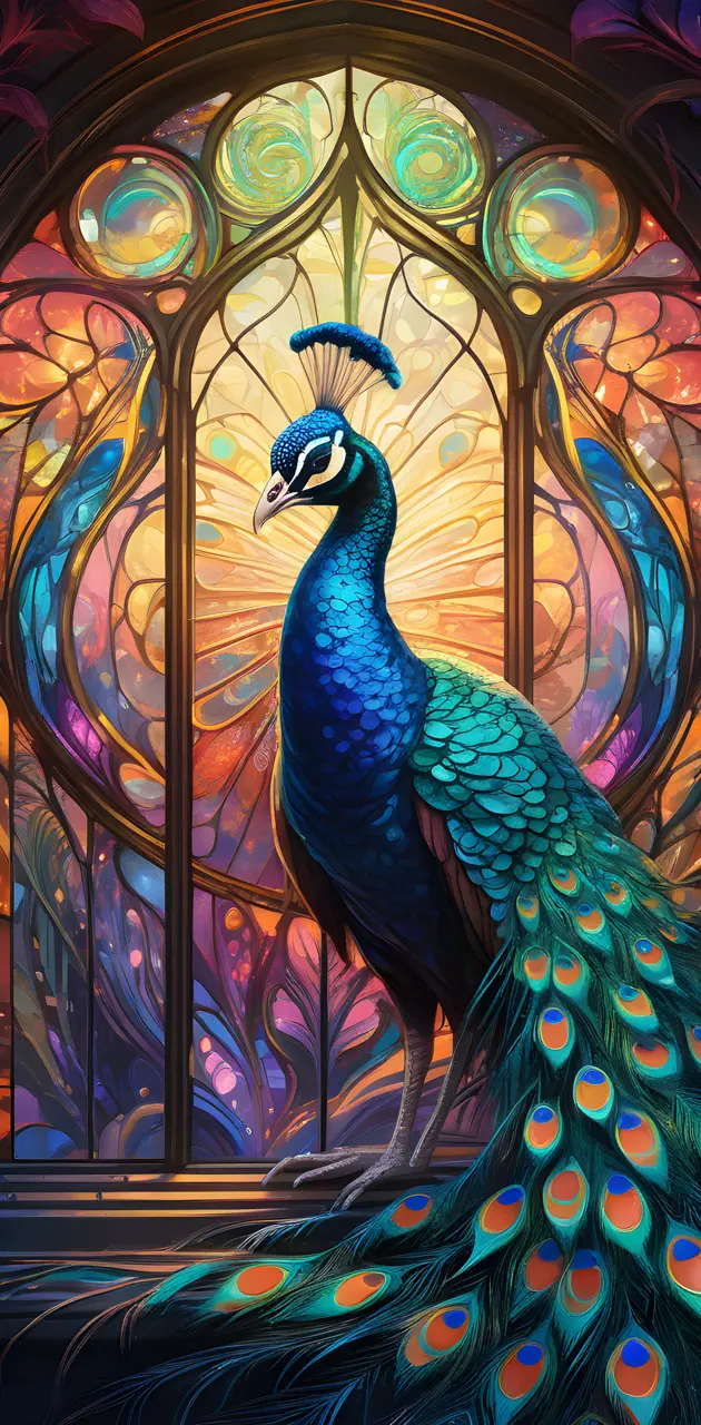 stainglass peacock