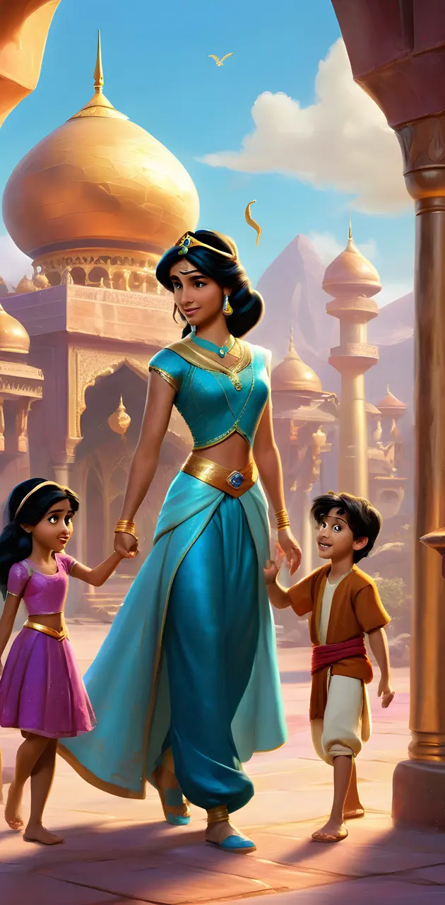 Princess Jasmine with her children.