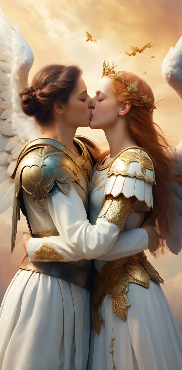 Guardian Angel kissing a Female human