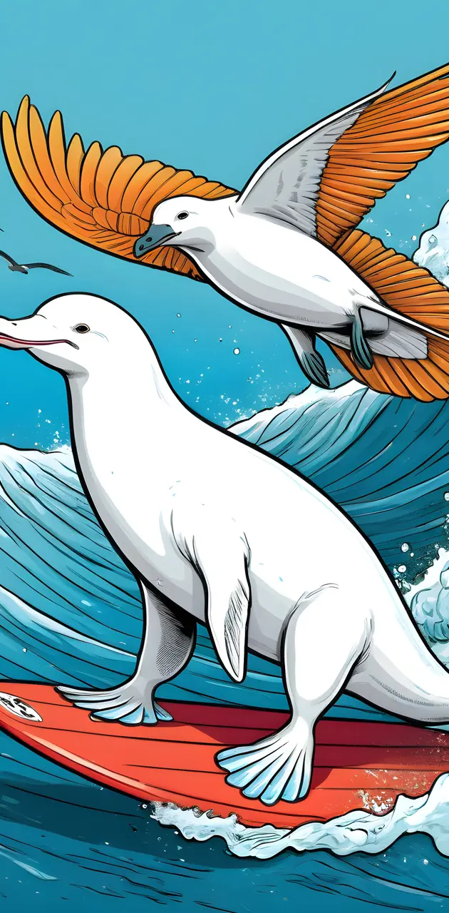 beluga whale surfing