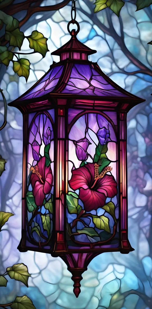 Floral Stained Glass Lantern