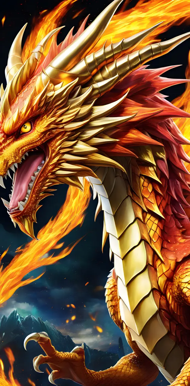 a golden flame dragon