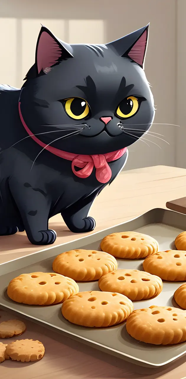 Black cat and biscuits 