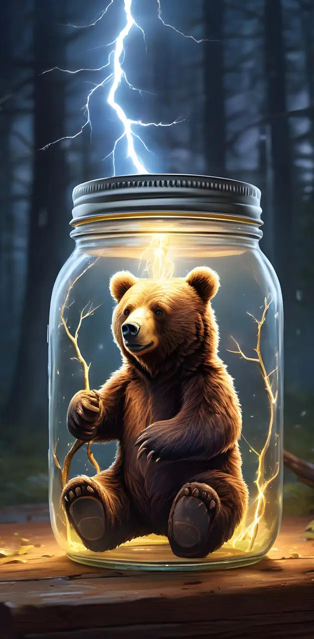 a bear in a glass jar