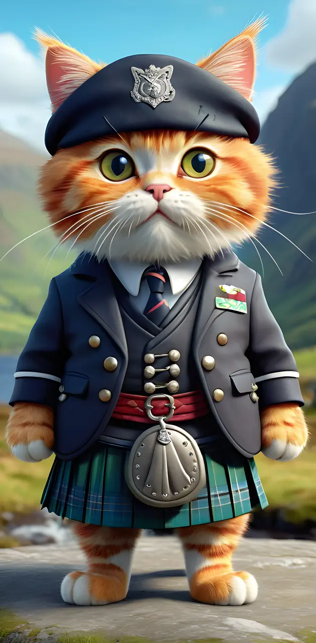 a cat wearing a uniform