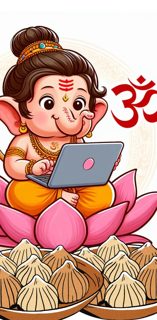 Bal Ganesh on Laptop