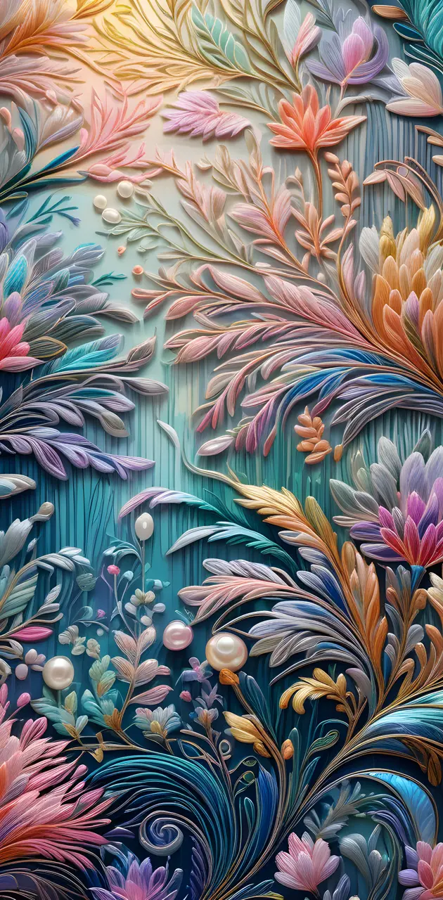 teal iridescent embroidery