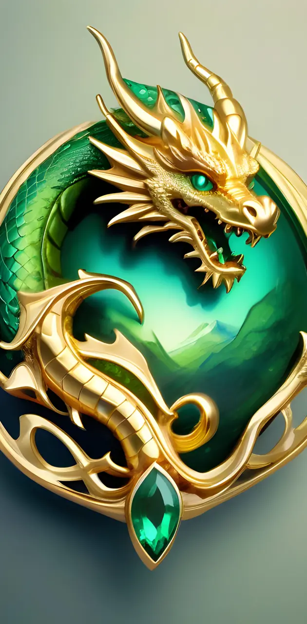a green and gold dragon
