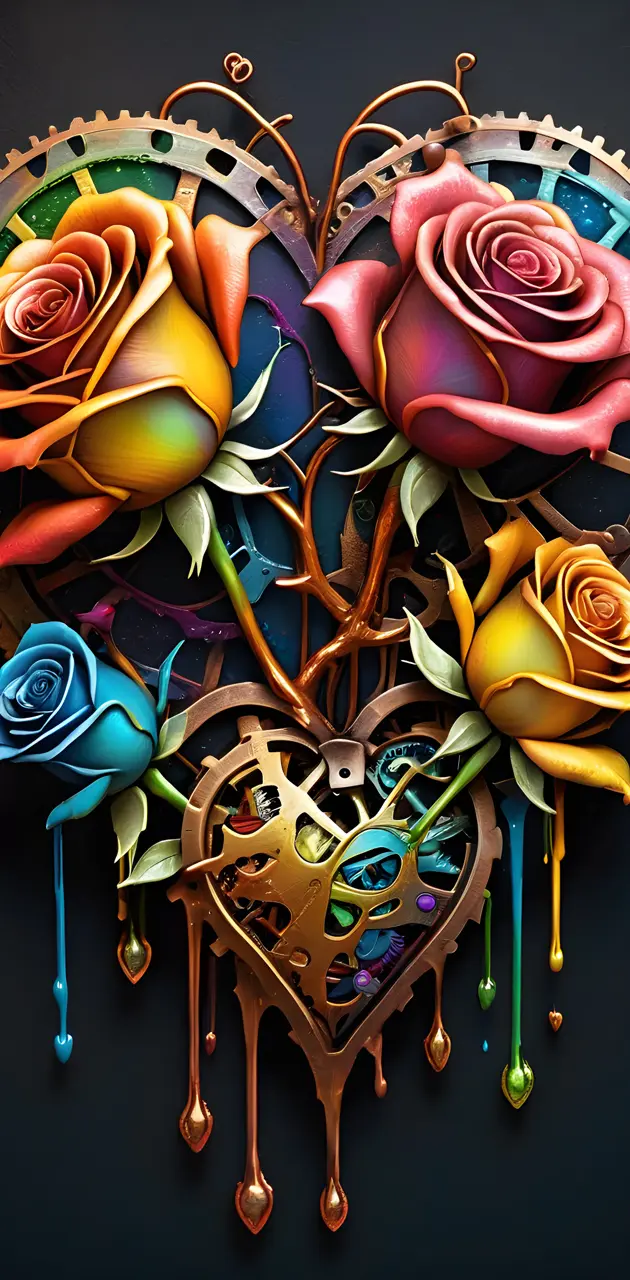 steampunk painted roses
