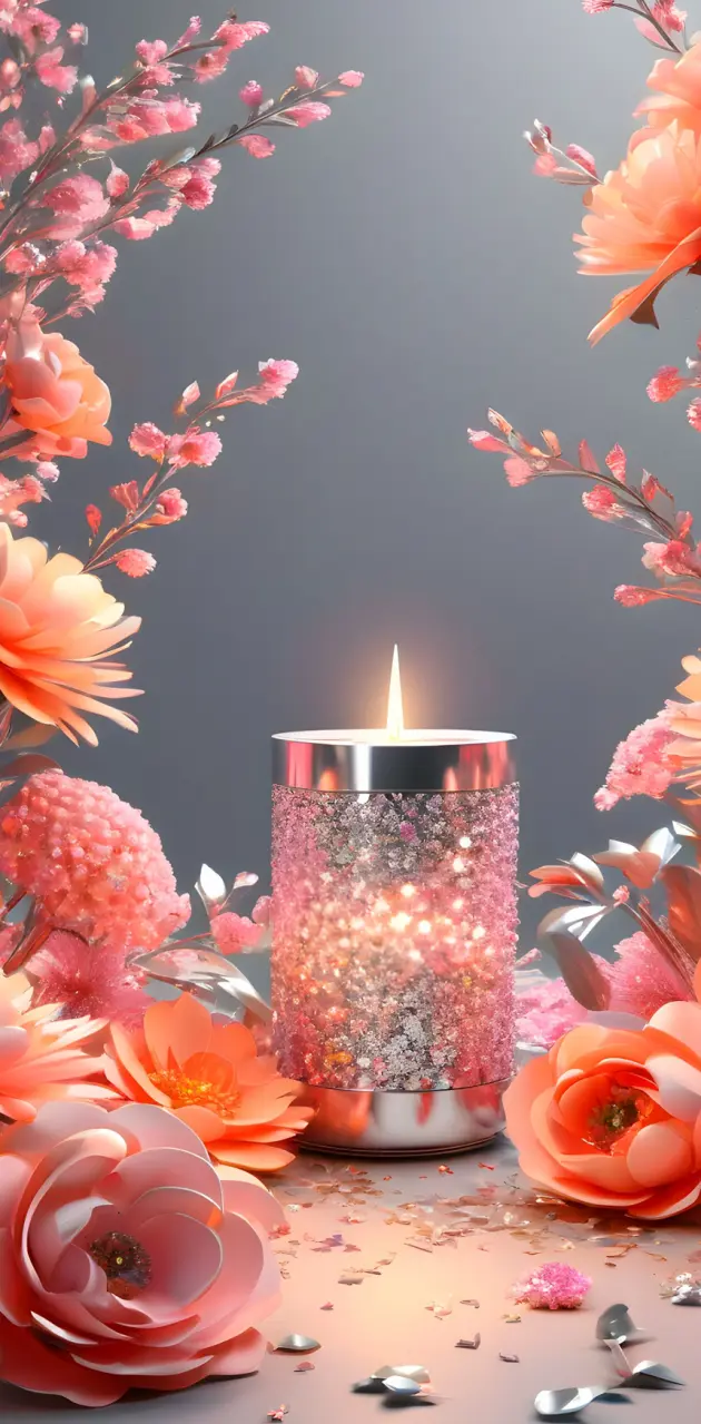 Candle by Flowers 