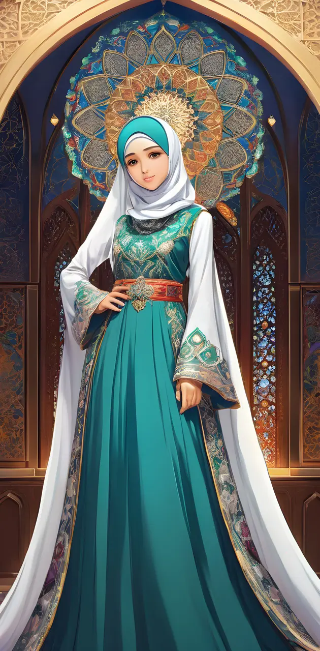 muslim girl with beautiful long dress