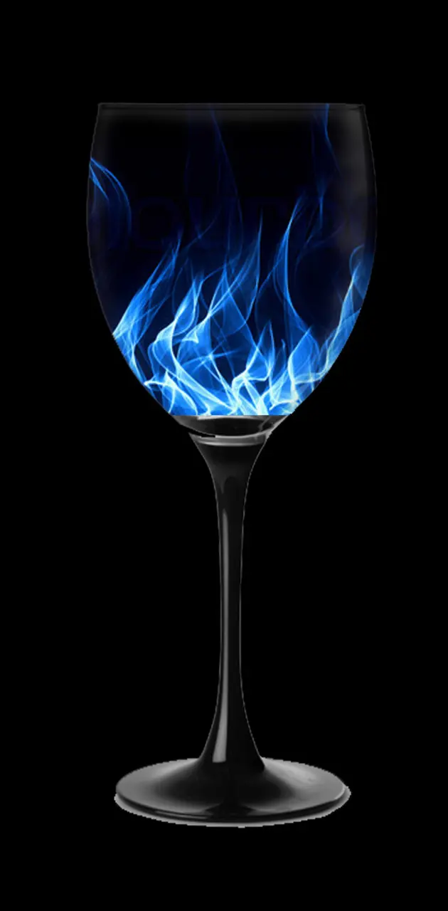 blue fire in a glass