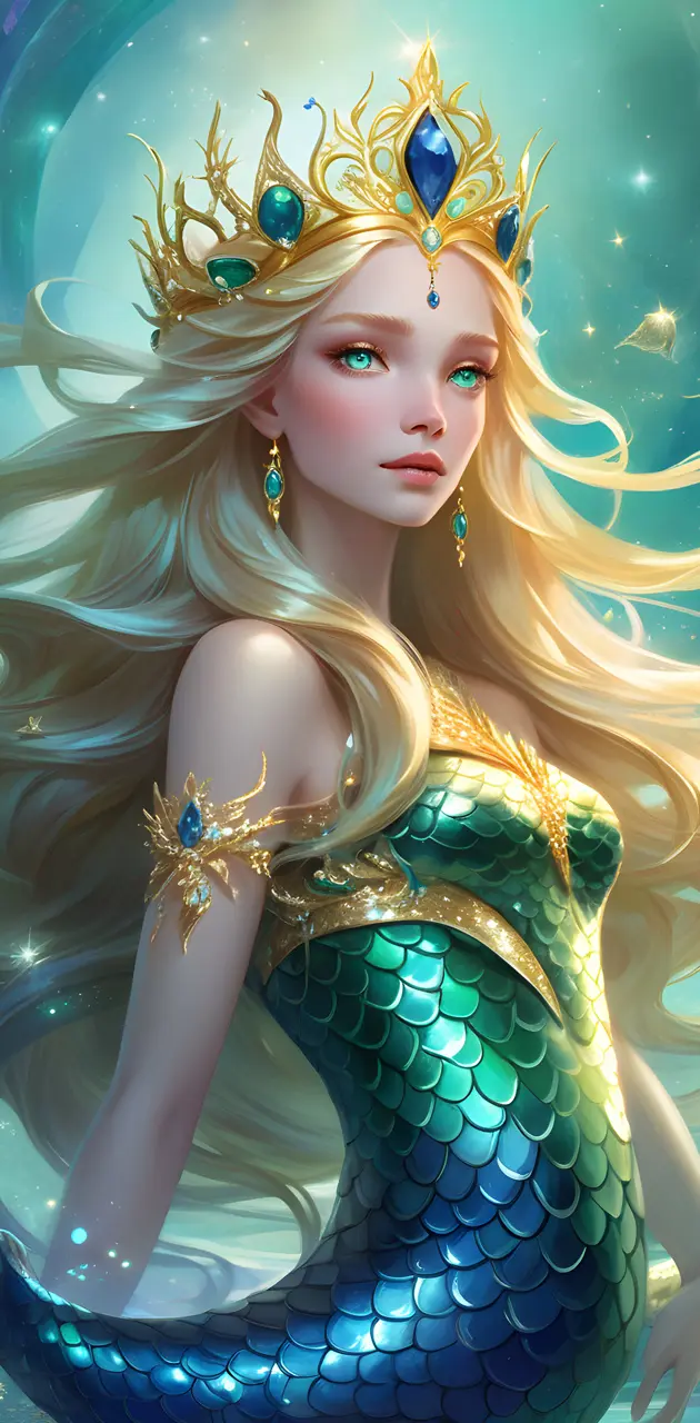 a mermaid wearing a crown