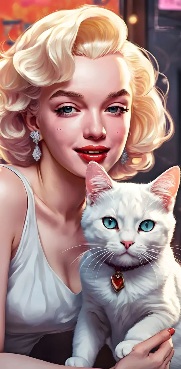 Anime Marilyn Monroe and cat