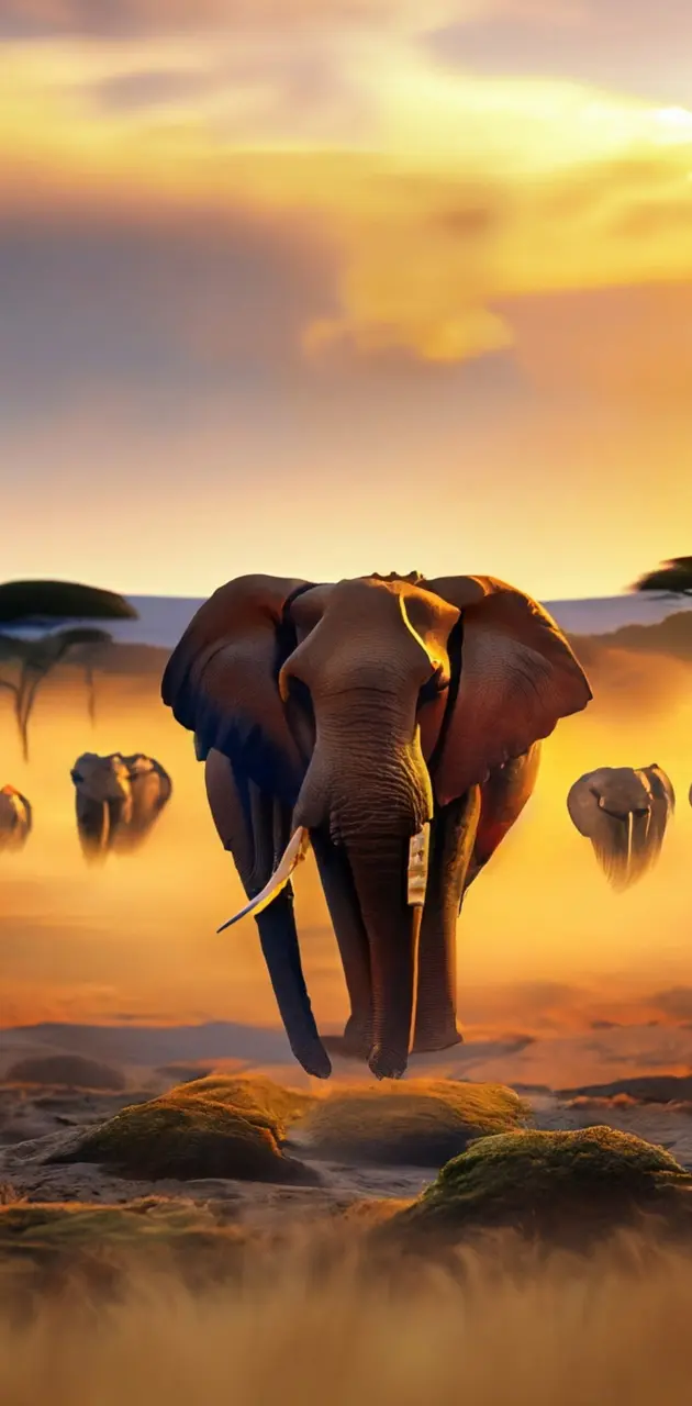 Sunset Elephants