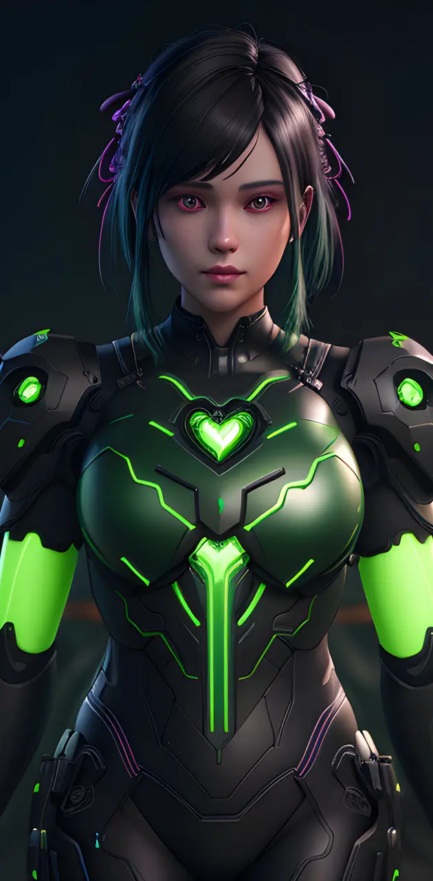 Cyber Green Anime Girl