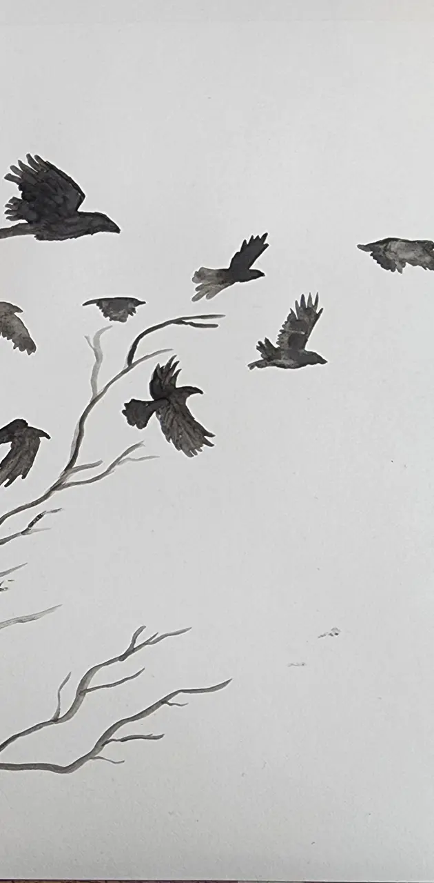 Watercolor Crows