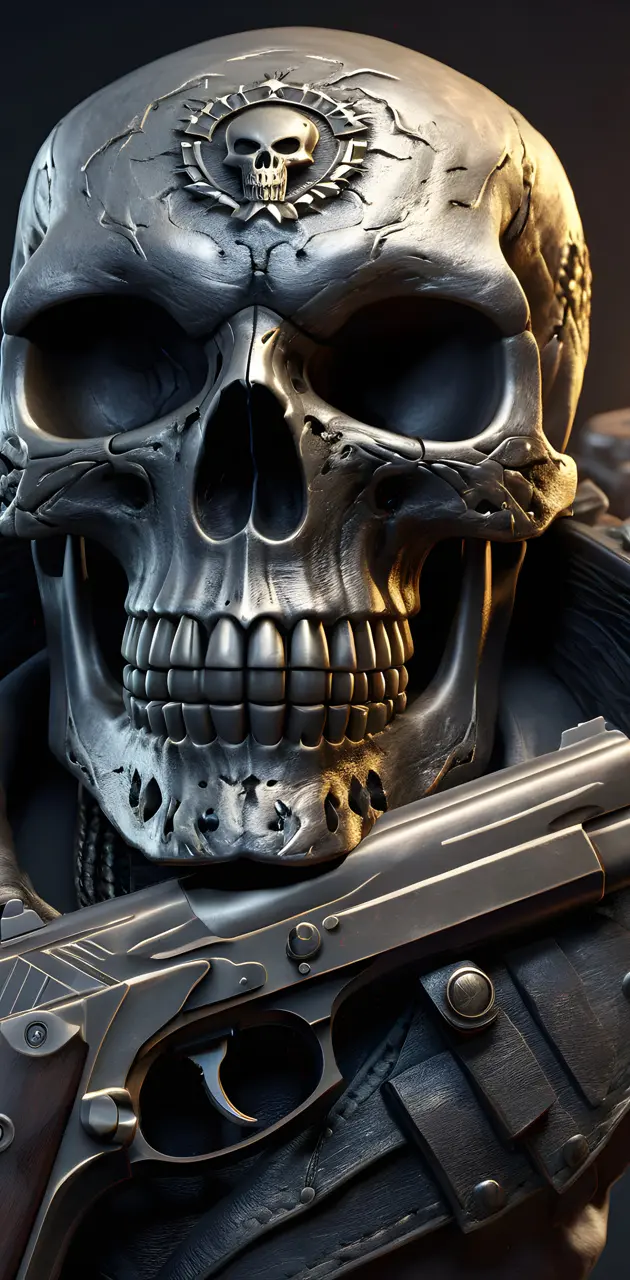 skull with pistol