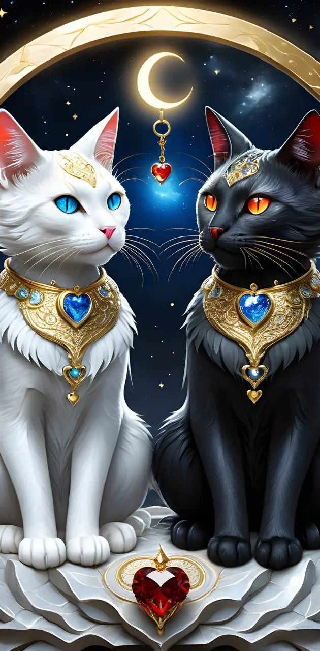 prized white and black cats