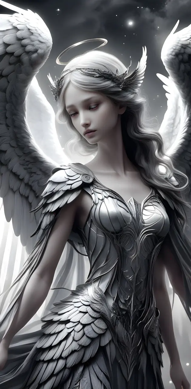 LIVE ANGEL WINGS BLACK AND WHITE GORGEOUS BEAUTIFUL DARK SETTING