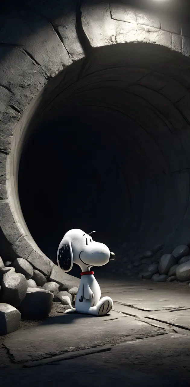 a white toy in a tunnel