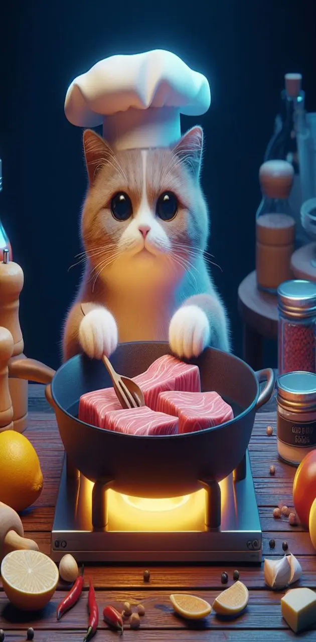 Cat cooking 