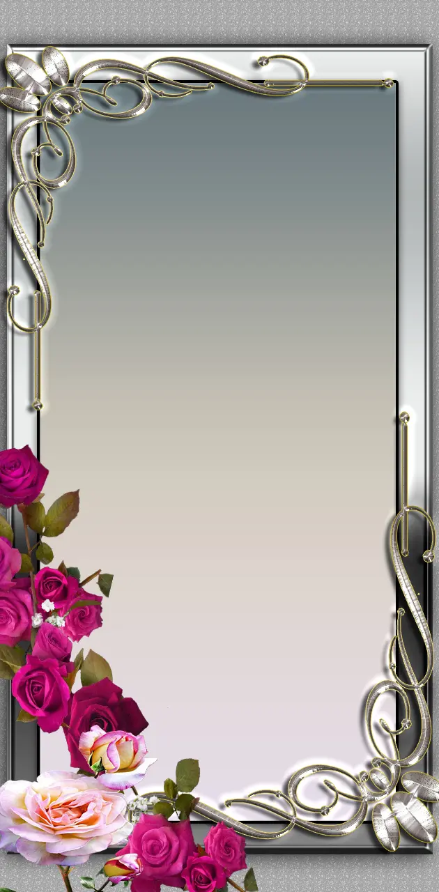 silver frame Roses