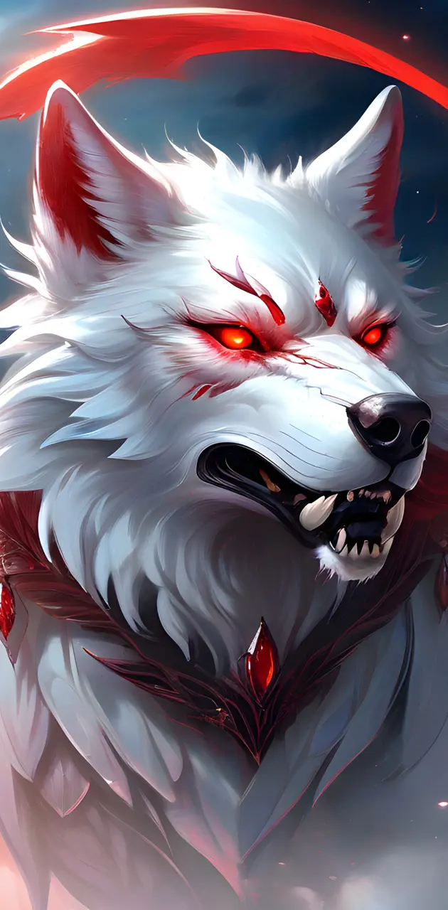 a red and white wolf