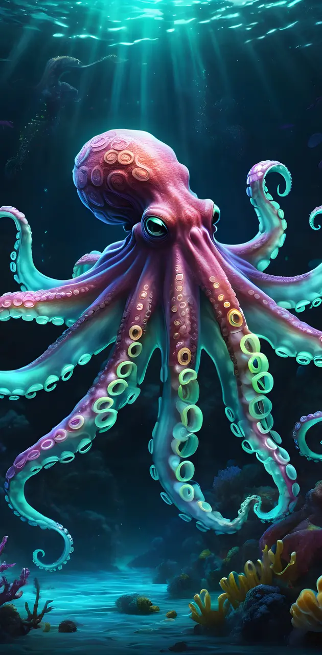Detailed octopus in the ocean