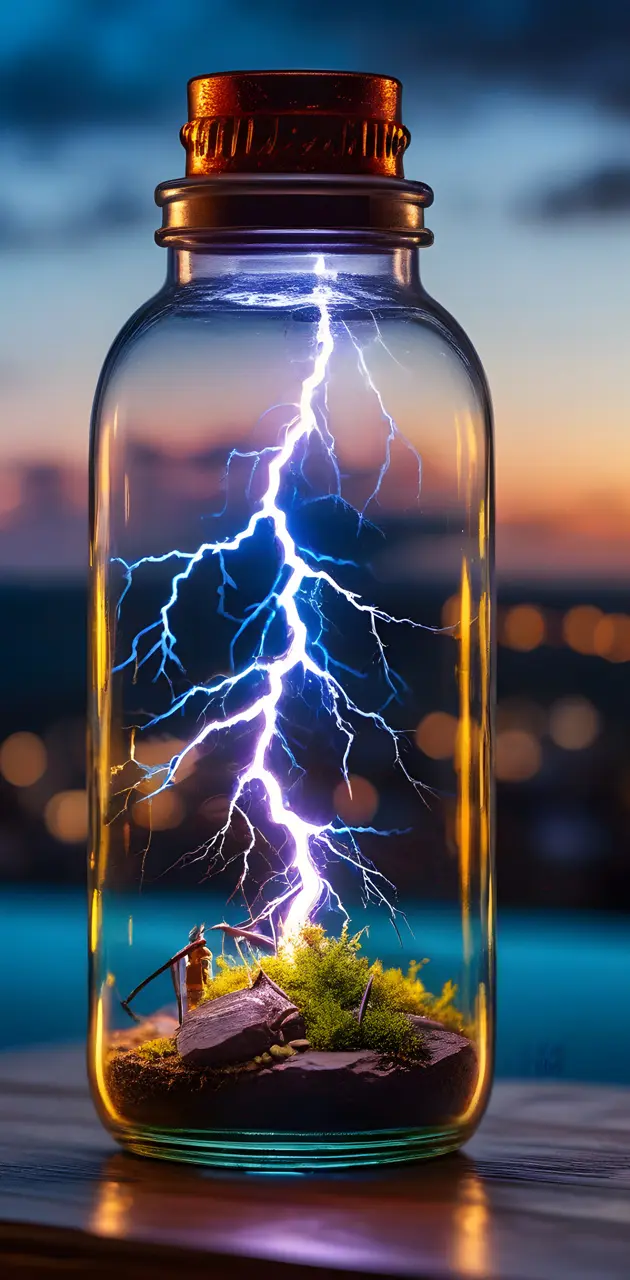 a glass bottle with a fire inside