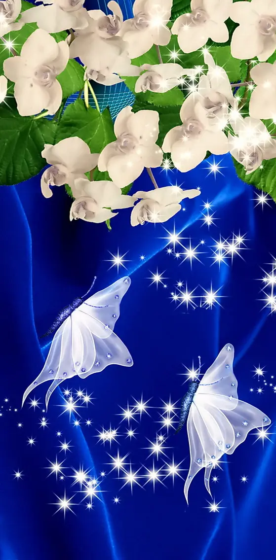 Orchids On Blue