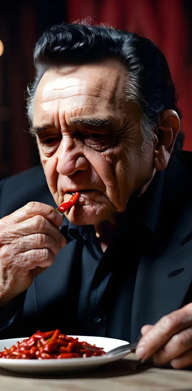 Johnny Cash eating chilli