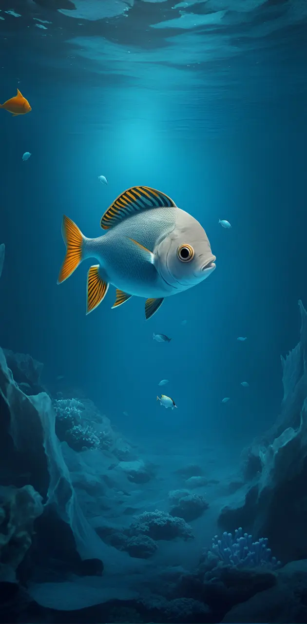Lonely fish in a deep 