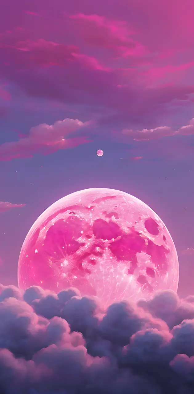 pink moon with clouds