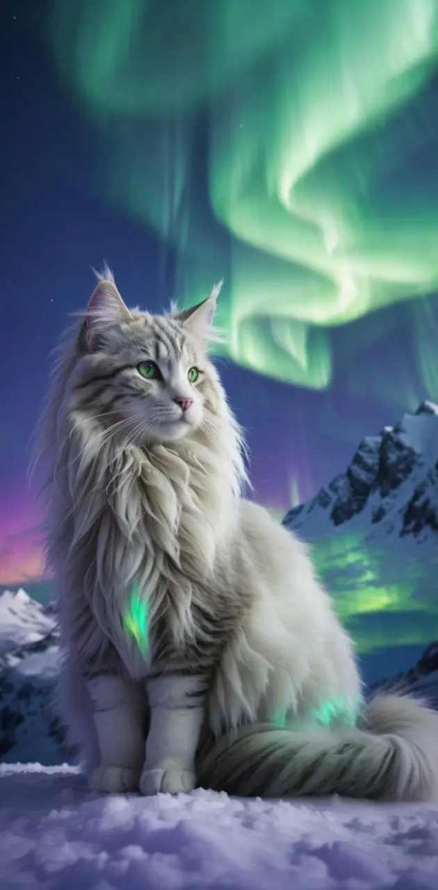 Envision a magnificent Norwegian Forest cat its luxuri.