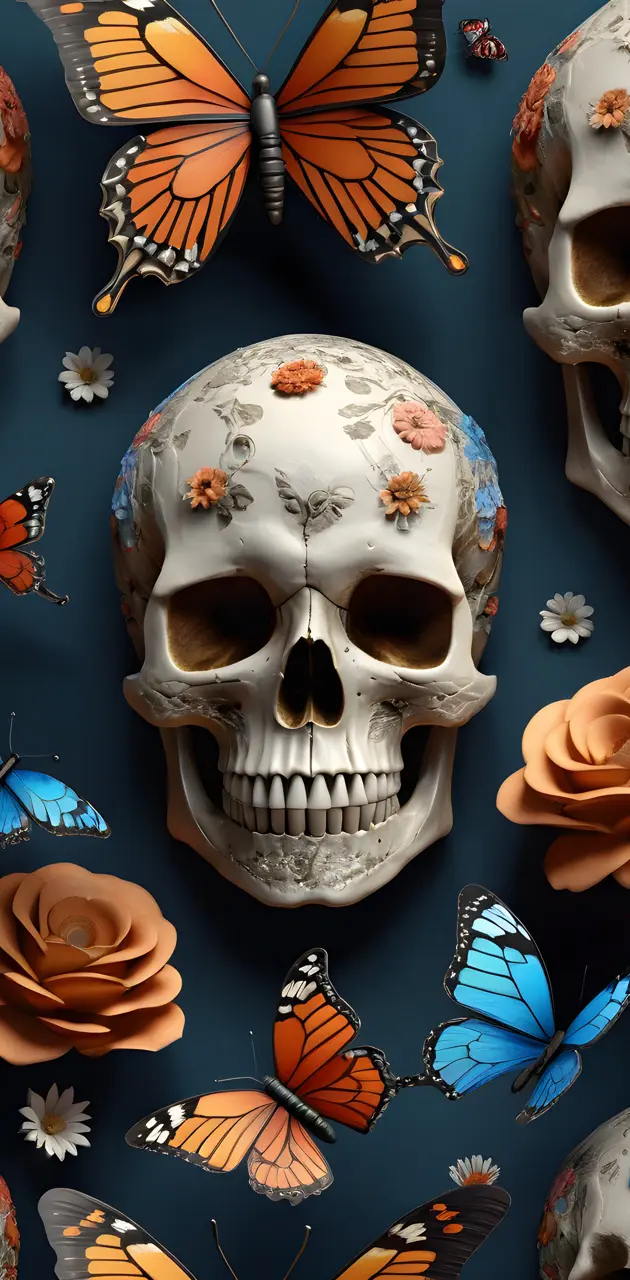 skulls and butterflies