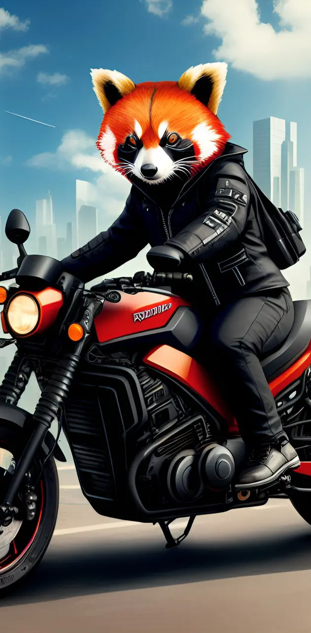 Red Panda Biker
