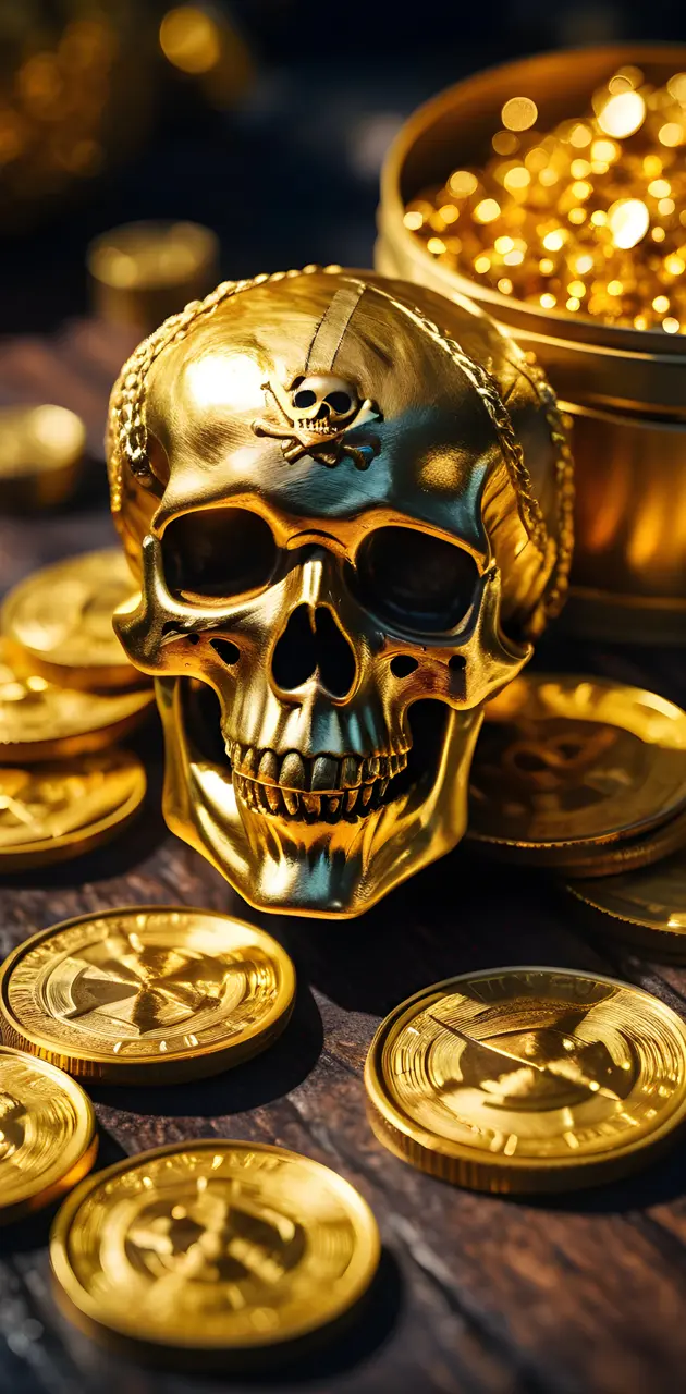 a skull and coins