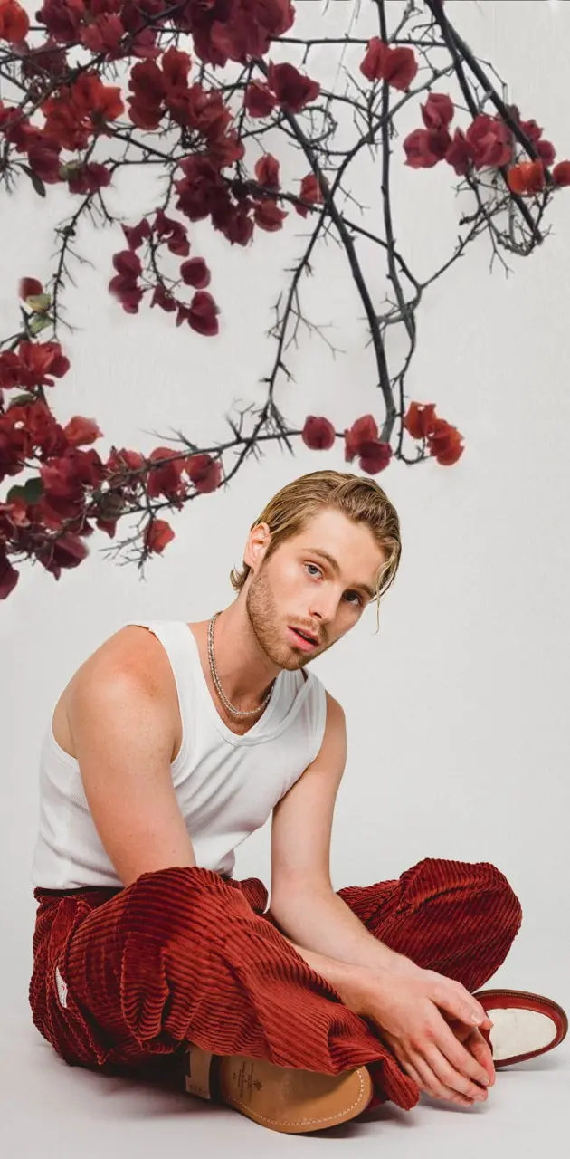 Luke with red flowers