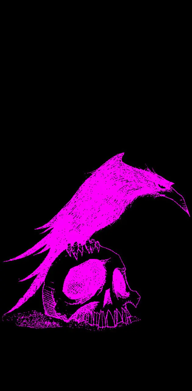 Pink Raven on Skull