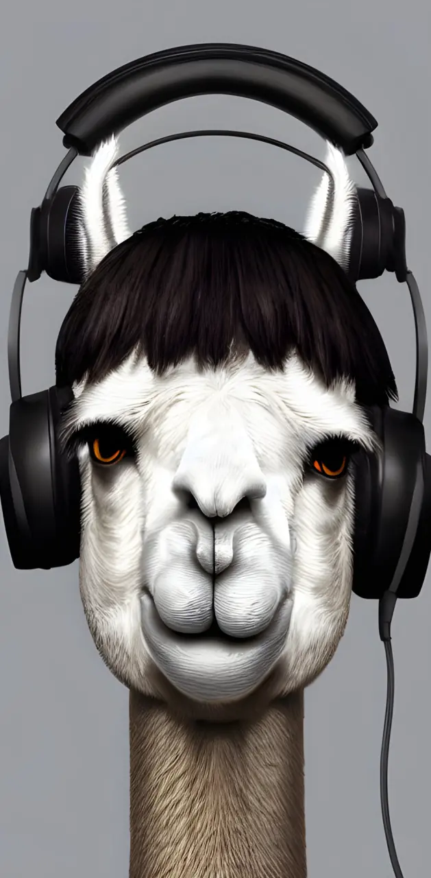 Llama with headphones 