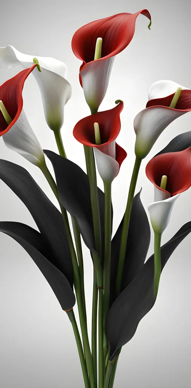 a group of red and white flowers