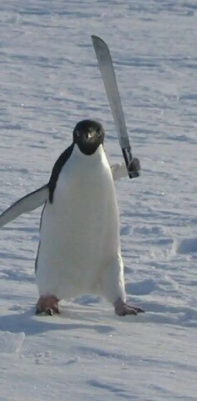 Pingouin avec une machette 