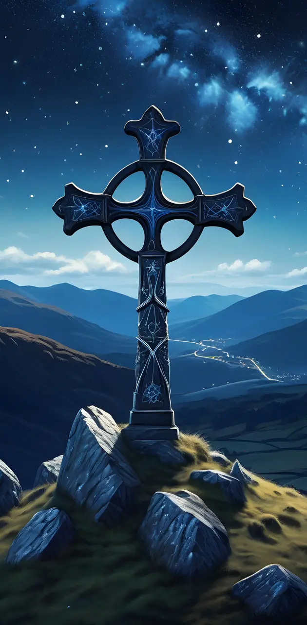 celtic cross on a hill