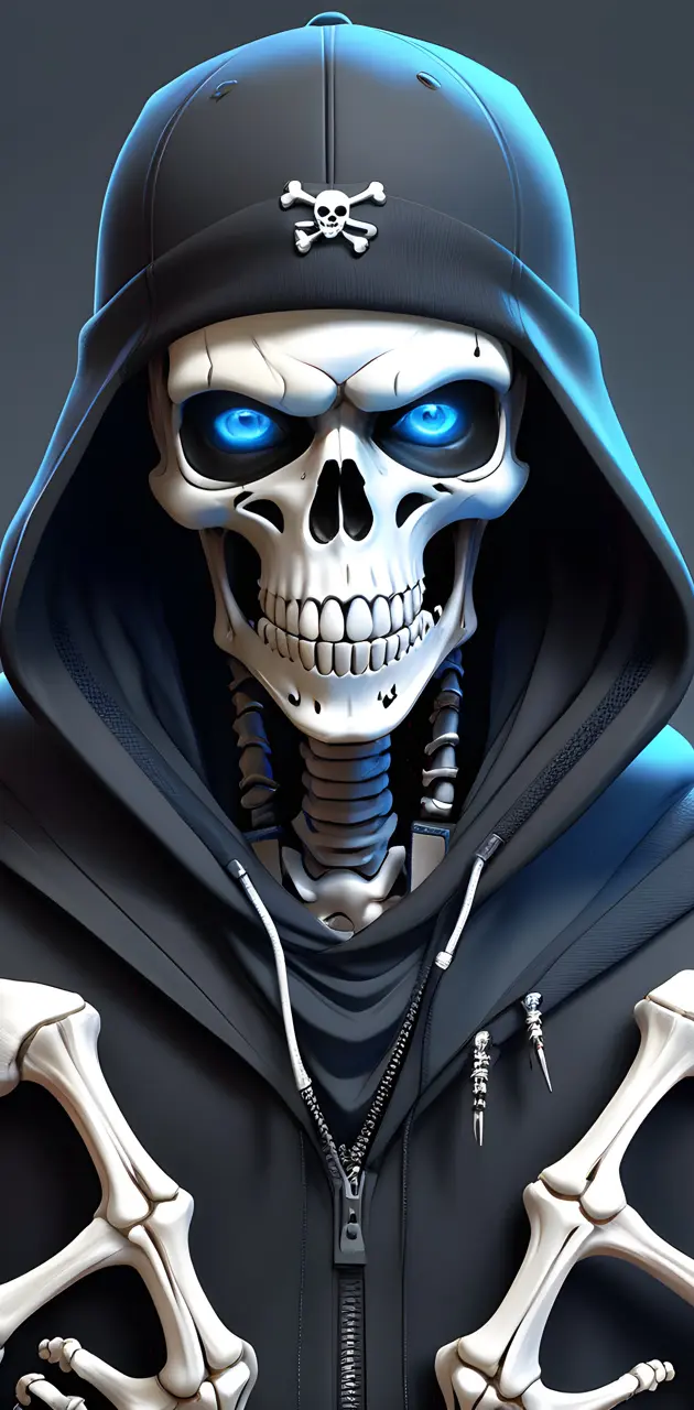 a skeleton wearing