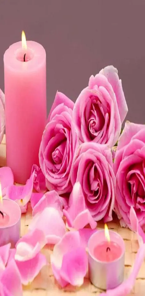 Candle Pink Roses