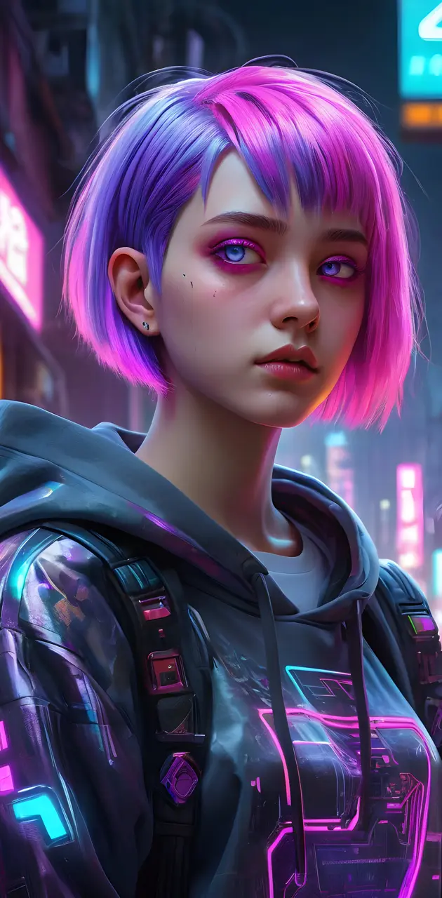 Cyberpunk Girl In The City