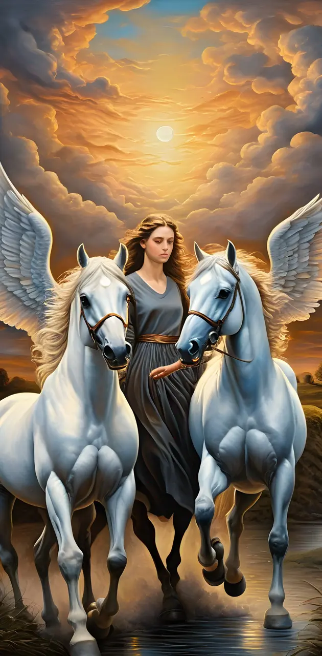 Horses & young lady